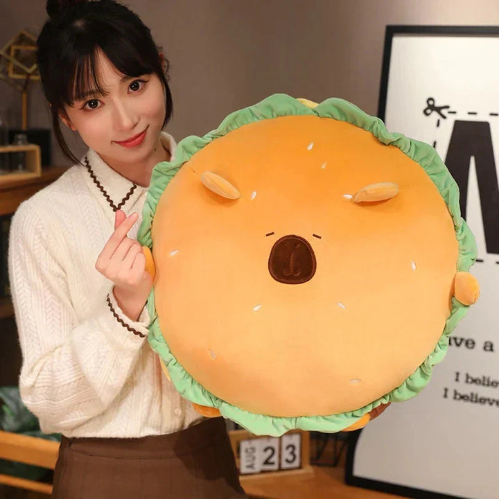BowLift | Capybara & Dog Hamburger Plushie Pillow