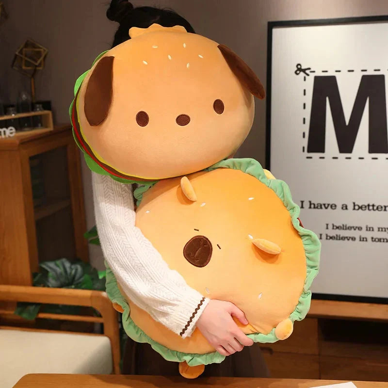 BowLift | Capybara & Dog Hamburger Plushie Pillow