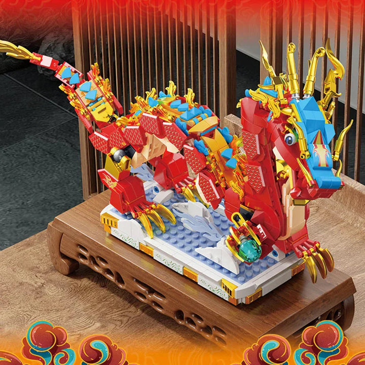 BowLift | Chinese Lunar Red Blue-Tipped Dragon Building Blocks