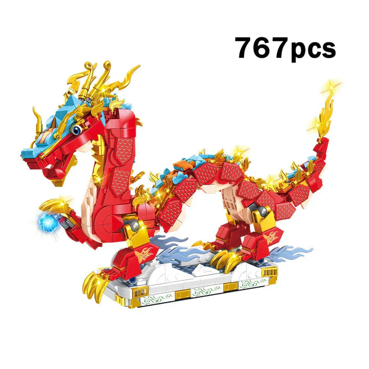 BowLift | Chinese Lunar Red Blue-Tipped Dragon Building Blocks