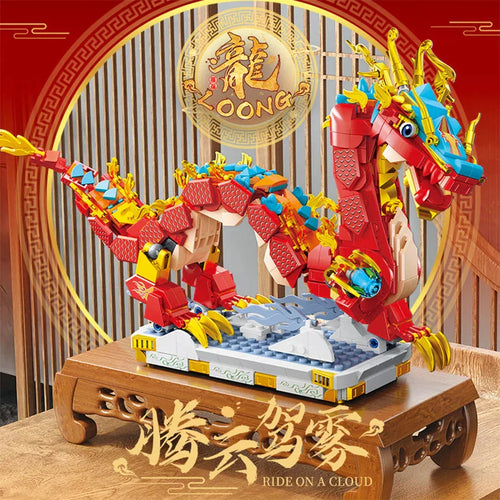 BowLift | Chinese Lunar Red Blue-Tipped Dragon Building Blocks