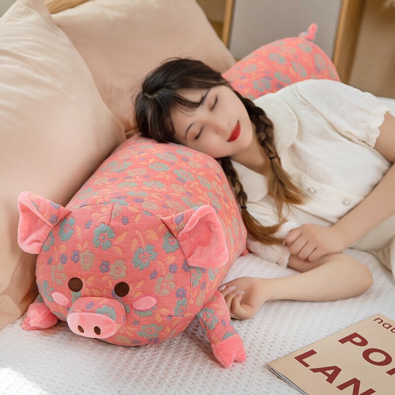 BowLift | Floral Embroidered Pig Long Snuggle Buddy