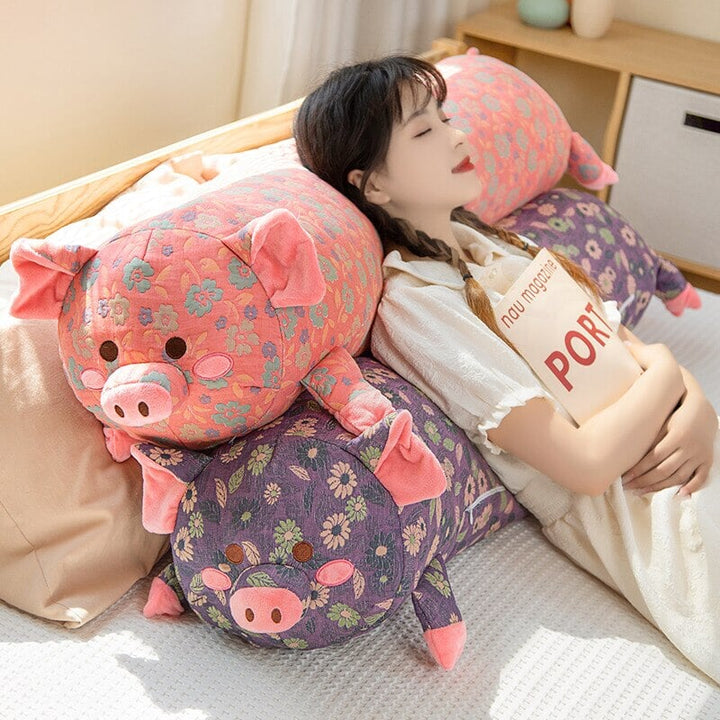 BowLift | Floral Embroidered Pig Long Snuggle Buddy