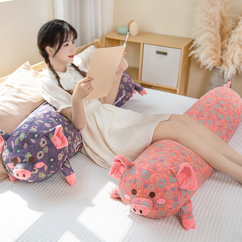 BowLift | Floral Embroidered Pig Long Snuggle Buddy