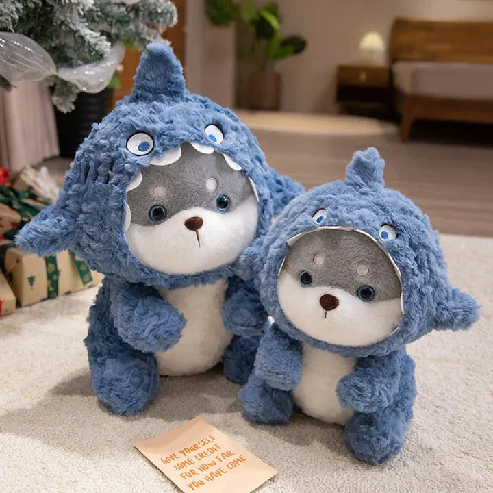 BowLift | Fluffy Dog & Cat in Shark Outfit Plushie