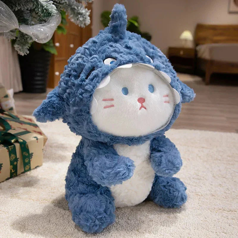 BowLift | Fluffy Dog & Cat in Shark Outfit Plushie