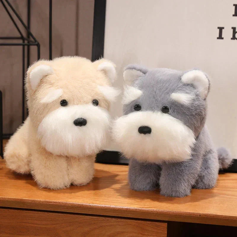 BowLift | Fluffy Gray Biege Schnauzer Dog Plushie