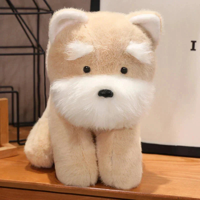 BowLift | Fluffy Gray Biege Schnauzer Dog Plushie