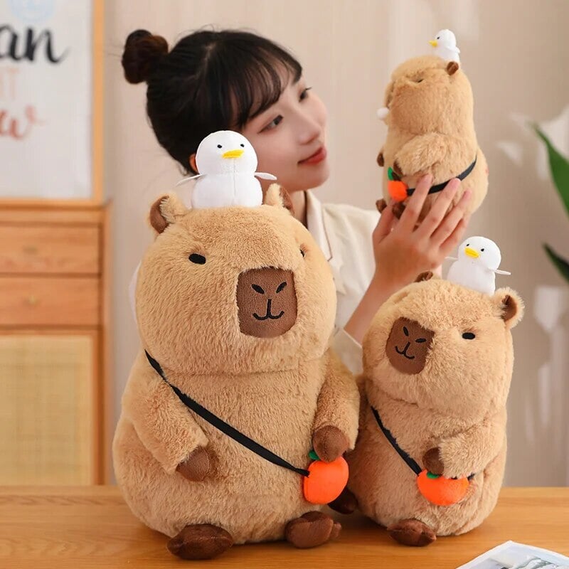 BowLift | Fluffy Sleepy Capybara with Orange Plushie