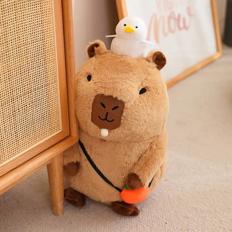 BowLift | Fluffy Sleepy Capybara with Orange Plushie