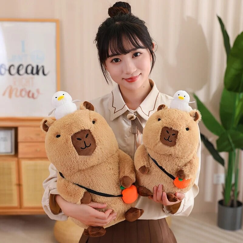 BowLift | Fluffy Sleepy Capybara with Orange Plushie