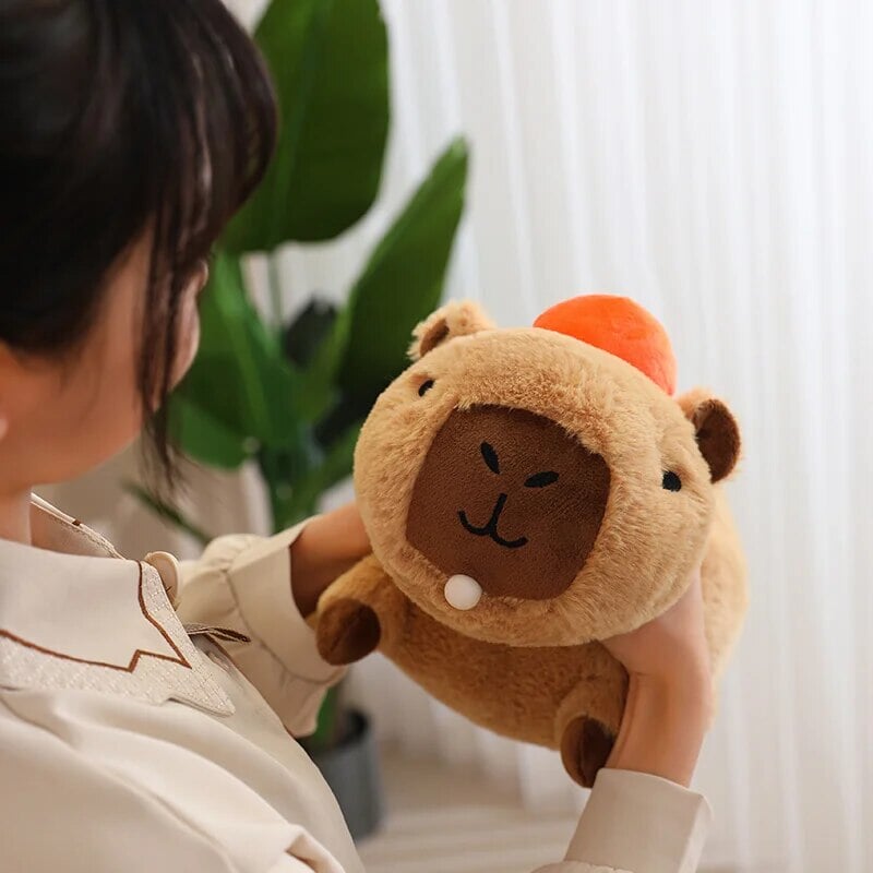 BowLift | Fluffy Sleepy Capybara with Orange Plushie