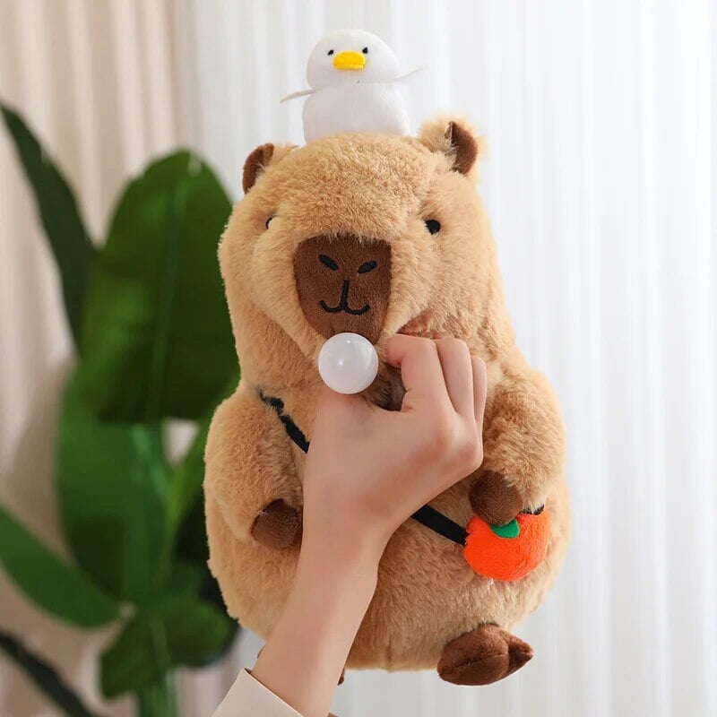 BowLift | Fluffy Sleepy Capybara with Orange Plushie