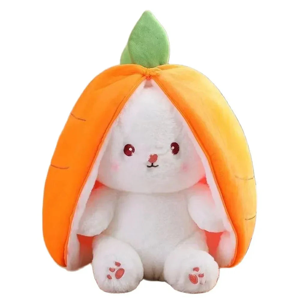 BowLift | Fluffy Strawberry Carrot Bunny Zip Up Plushie