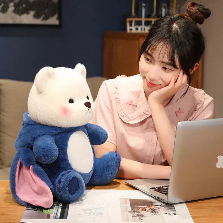 BowLift | Fluffy White Bear Donkey Outfit Plushie