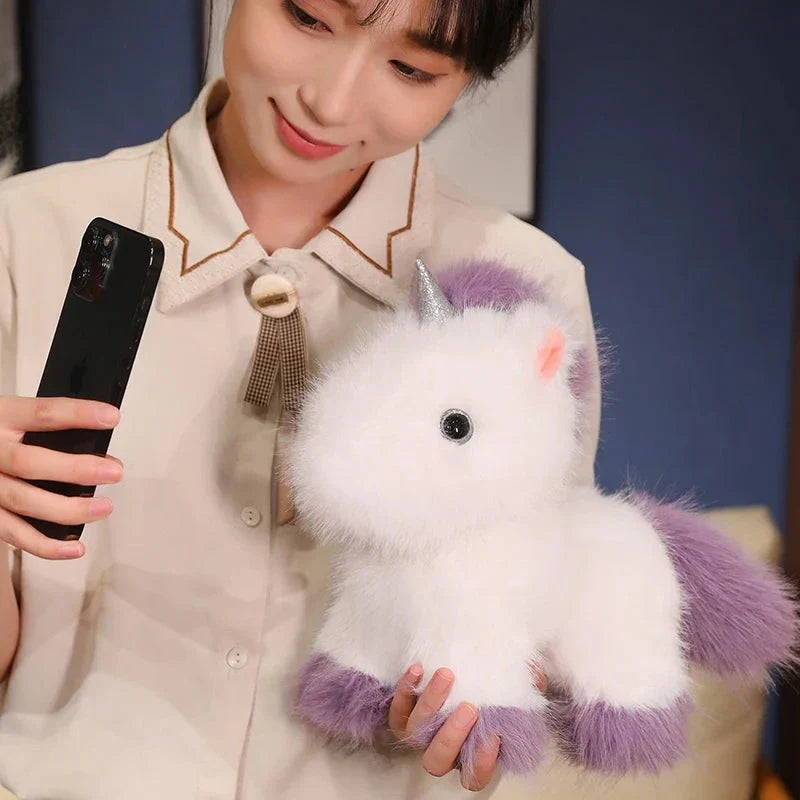 BowLift | Fluffy White Blue Purple Chibi Unicorn Plushie