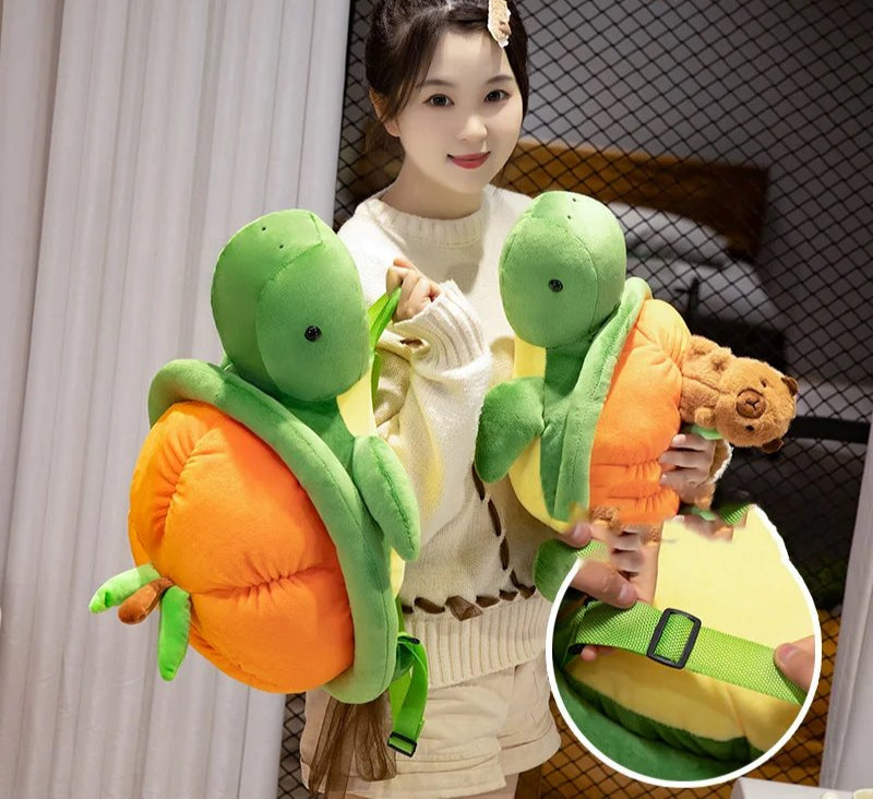 BowLift | Green Orange Turtle Plush Backpack