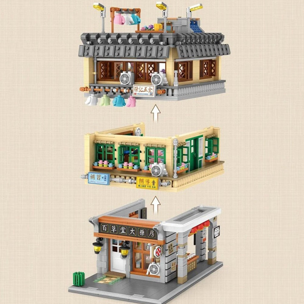 BowLift | Hong Kong Street Apartment & Pharmacy Micro Building Blocks