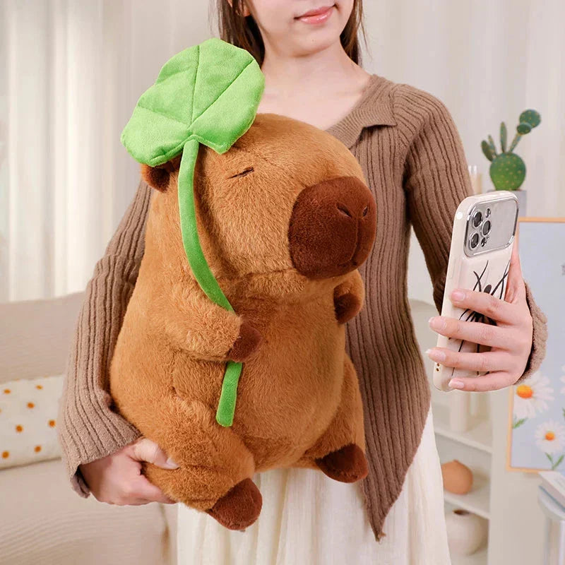 BowLift | Kawaii Capybara Plushie Holding Leaf