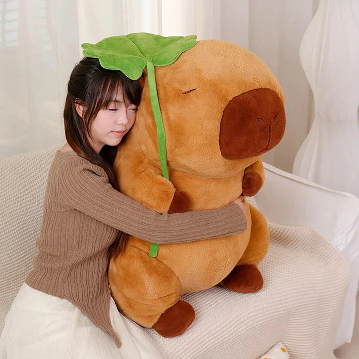 BowLift | Kawaii Capybara Plushie Holding Leaf
