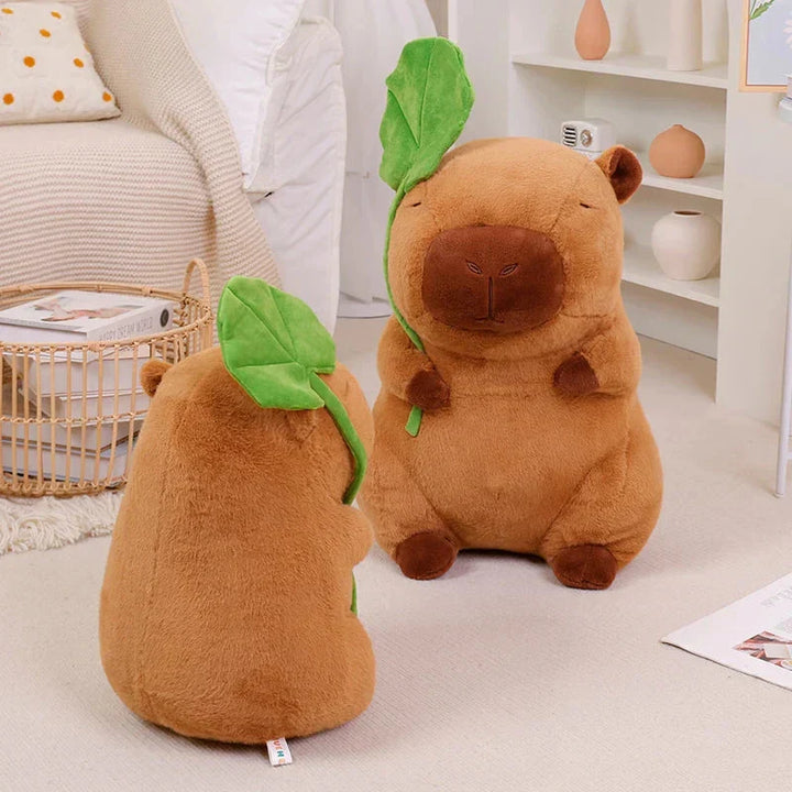 BowLift | Kawaii Capybara Plushie Holding Leaf
