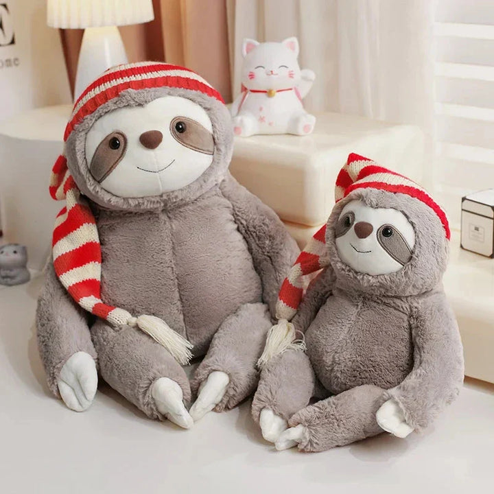 BowLift | Kawaii Christmas Sloth Plush with Striped Hat
