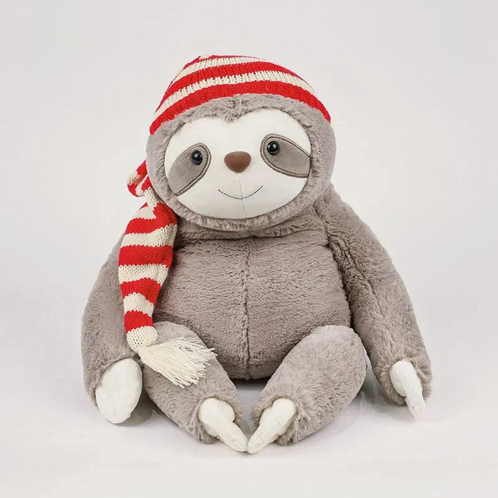BowLift | Kawaii Christmas Sloth Plush with Striped Hat
