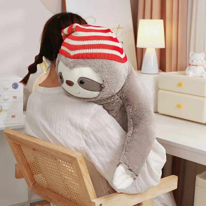BowLift | Kawaii Christmas Sloth Plush with Striped Hat