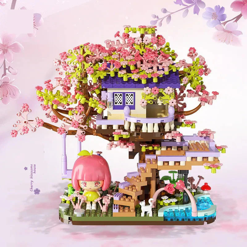 BowLift | Kawaii Sakura Cherry Blossom Purple Tree House Nano Building Set