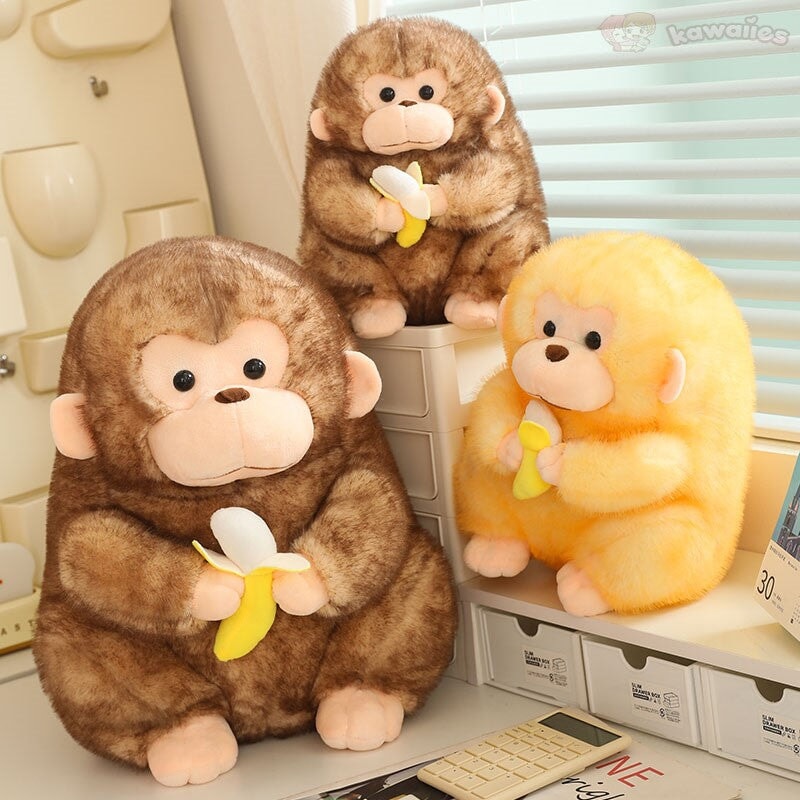 BowLift | Kawaii Yellow Brown Chunky Monkey With Banana Plushie