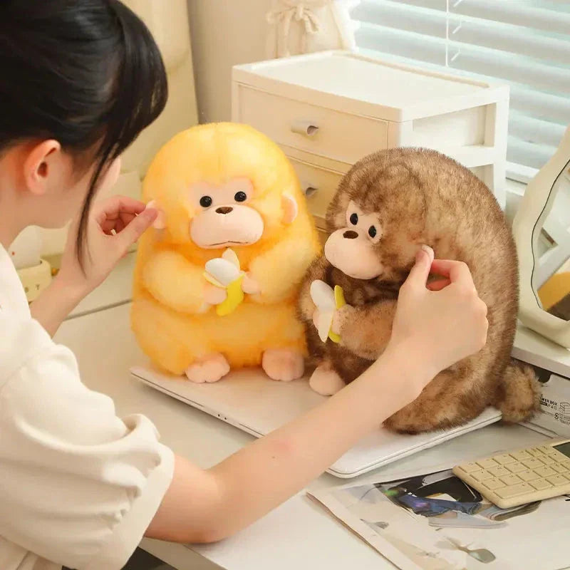 BowLift | Kawaii Yellow Brown Chunky Monkey With Banana Plushie