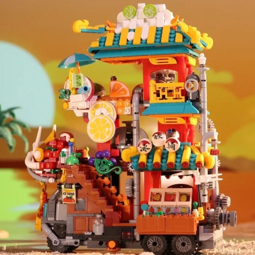 BowLift | Lion Dance Street Truck Food Stall Micro Building Set
