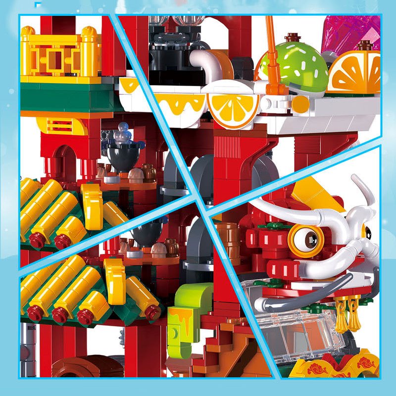 BowLift | Lion Dance Street Truck Food Stall Micro Building Set