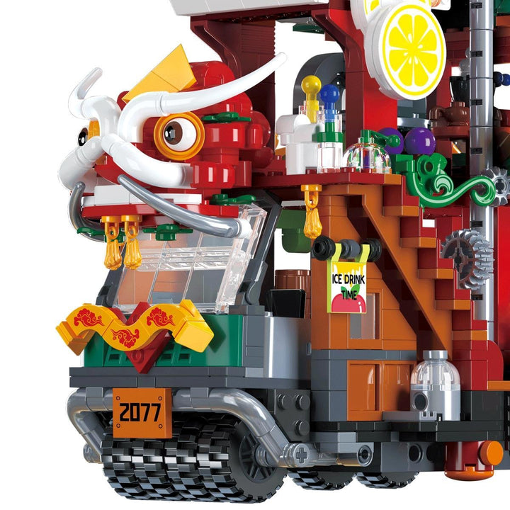 BowLift | Lion Dance Street Truck Food Stall Micro Building Set