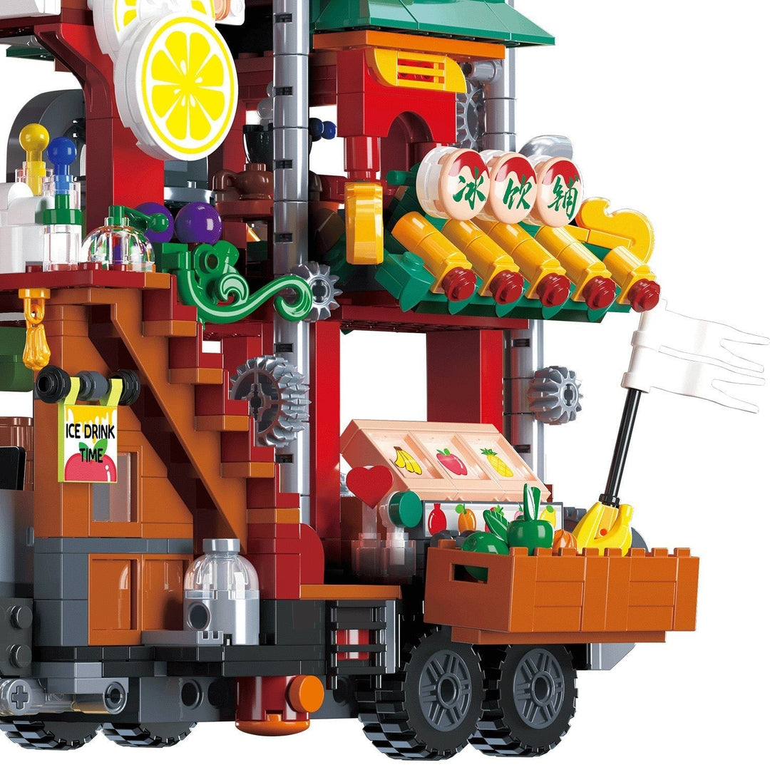BowLift | Lion Dance Street Truck Food Stall Micro Building Set