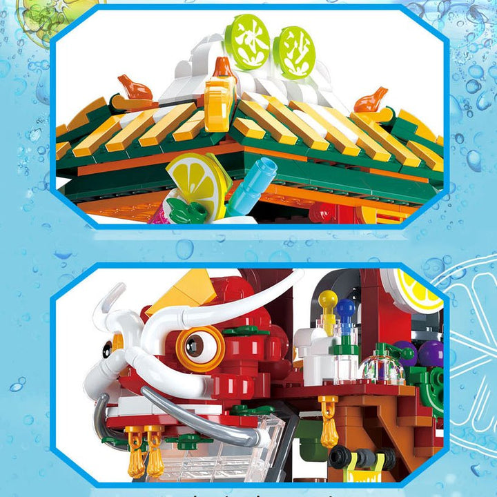 BowLift | Lion Dance Street Truck Food Stall Micro Building Set