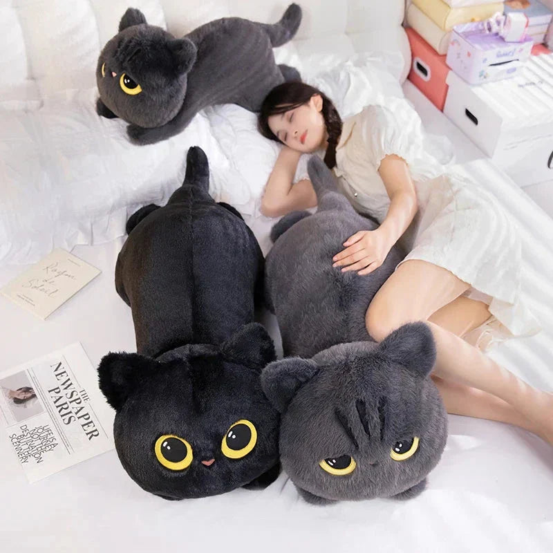 BowLift | Long Giant Black Gray Fluffy Cat Plushies