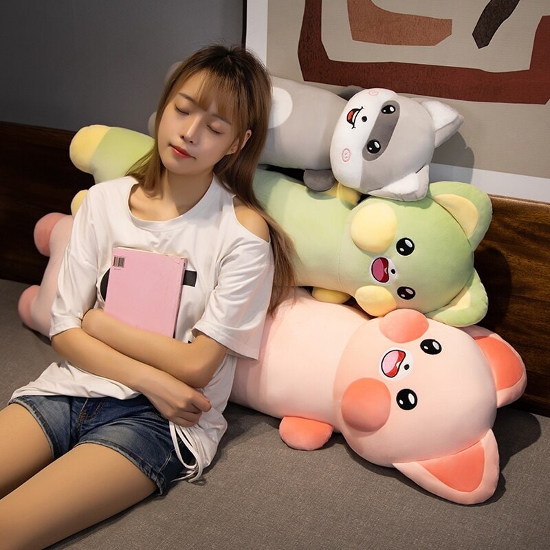 BowLift | Long Snuggly Cat and Raccoon Plushies