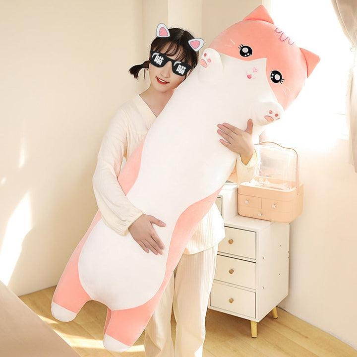 BowLift | Long Snuggly Pink Gray Cat Plushies