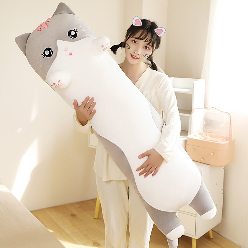 BowLift | Long Snuggly Pink Gray Cat Plushies