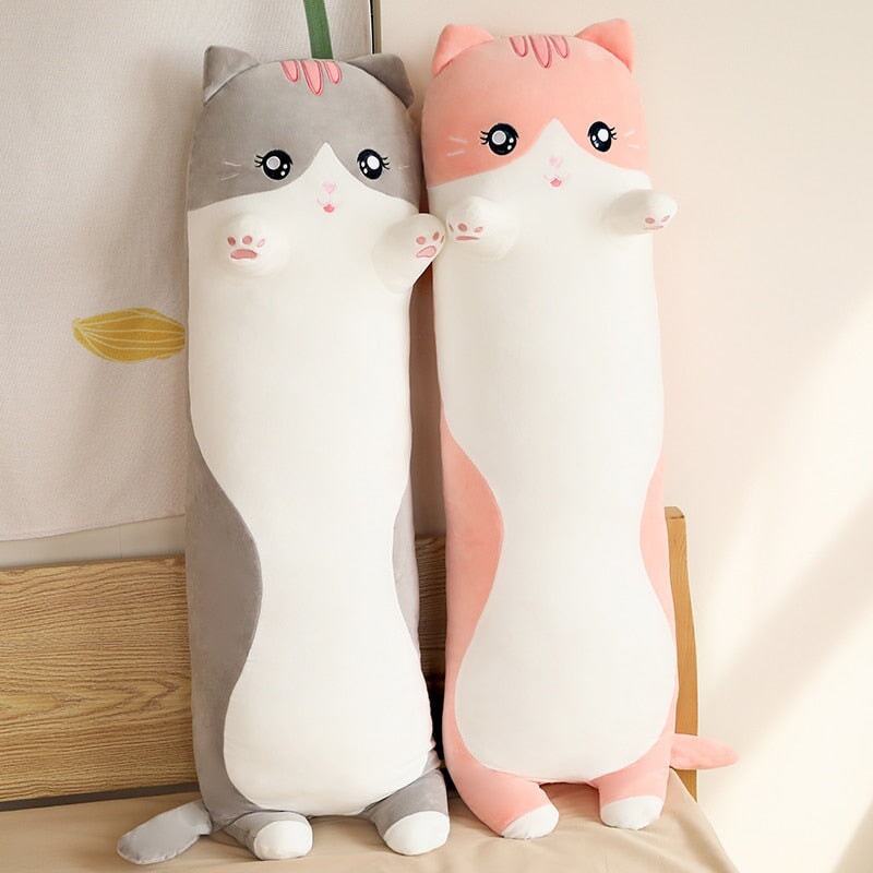 BowLift | Long Snuggly Pink Gray Cat Plushies