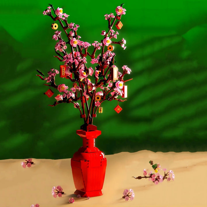 BowLift | Lucky Peach Blossom Vase Micro Building Blocks