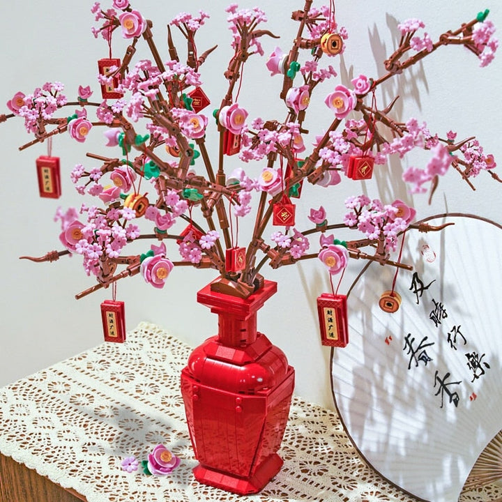 BowLift | Lucky Peach Blossom Vase Micro Building Blocks