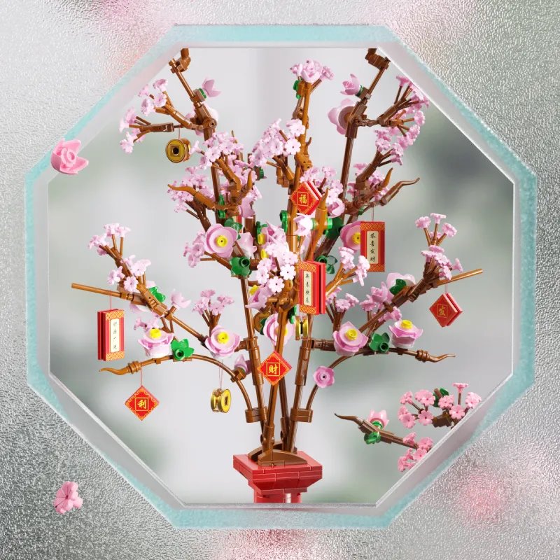 BowLift | Lucky Peach Blossom Vase Micro Building Blocks