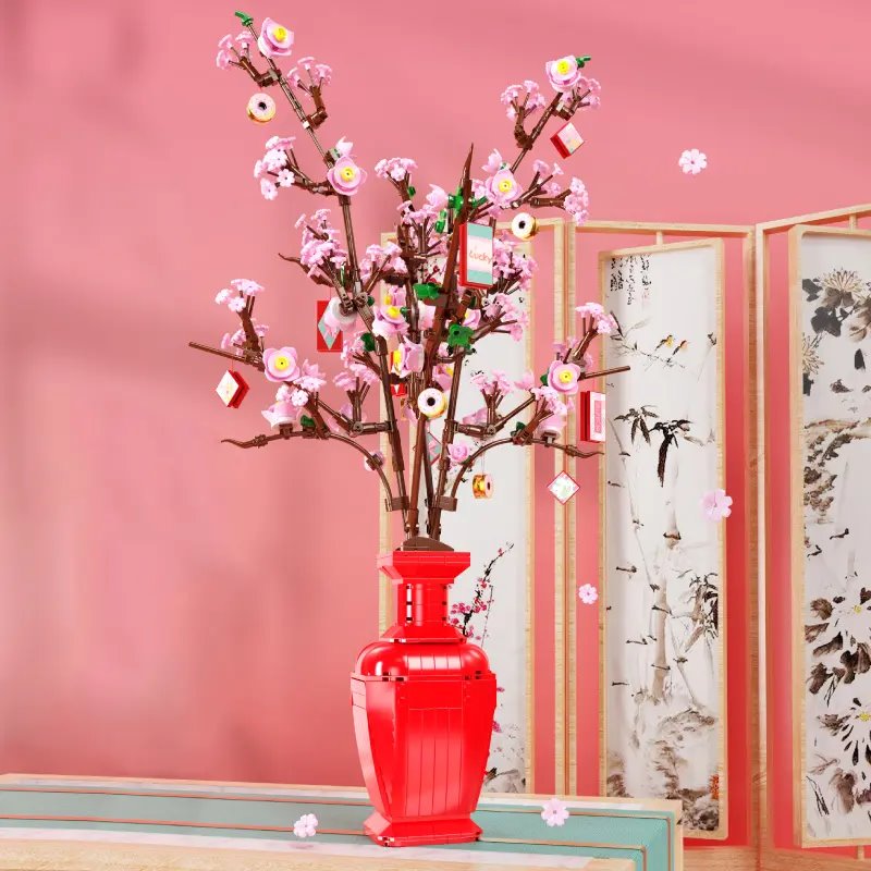BowLift | Lucky Peach Blossom Vase Micro Building Blocks