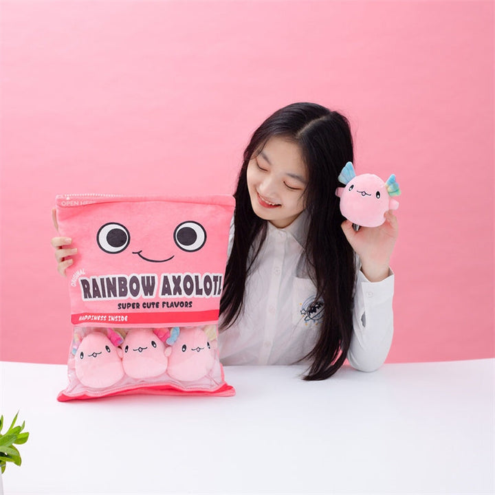 BowLift | Rainbow Pink Blue Axolotl Candy Bag Plushies