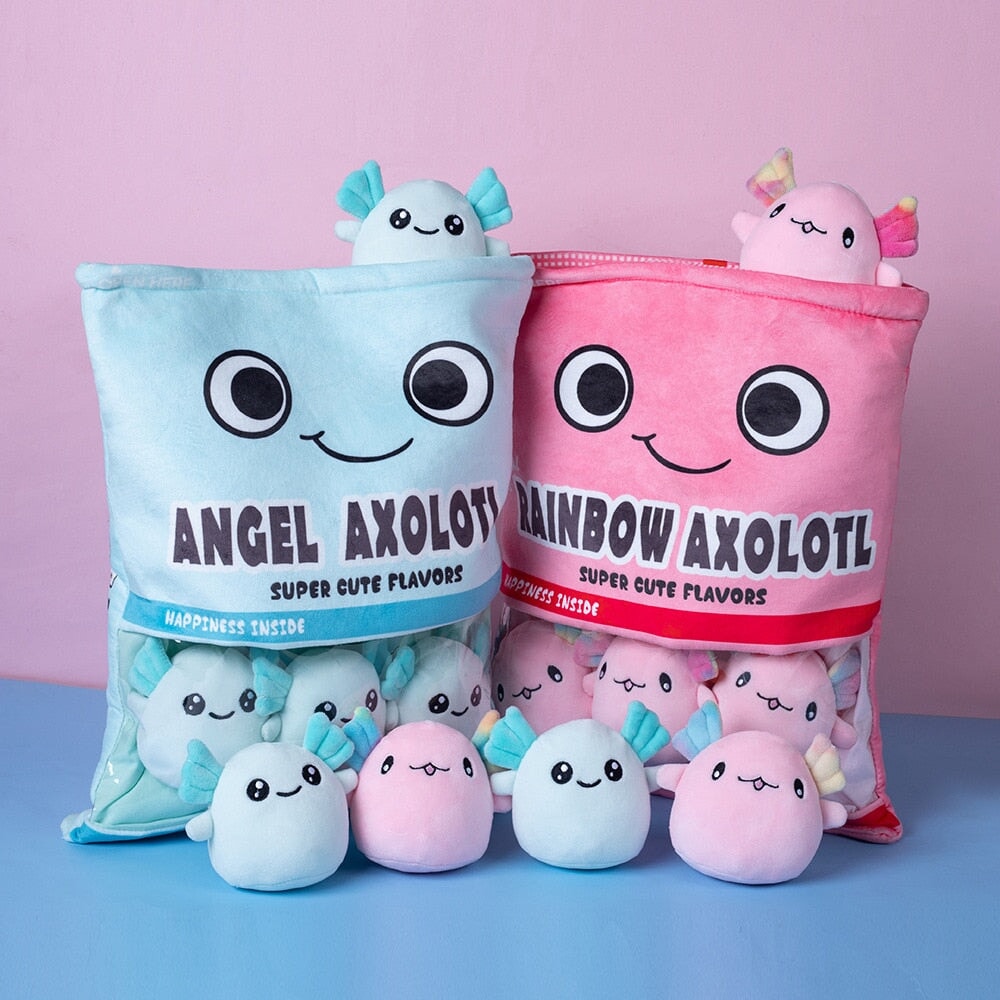 BowLift | Rainbow Pink Blue Axolotl Candy Bag Plushies