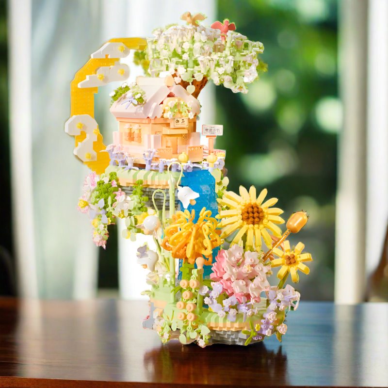 BowLift | Romantic Waterfall Orchard Villa Micro Building Blocks With Light