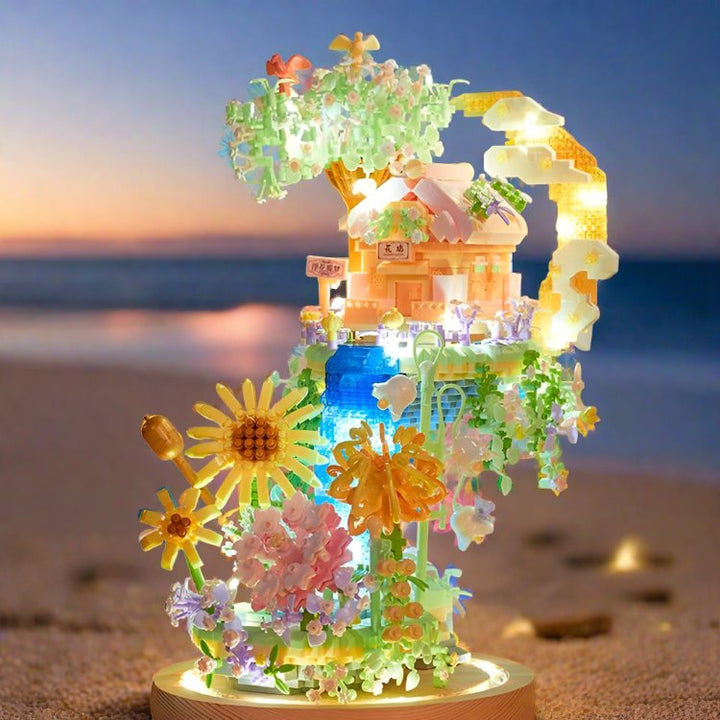 BowLift | Romantic Waterfall Orchard Villa Micro Building Blocks With Light