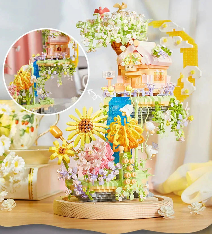 BowLift | Romantic Waterfall Orchard Villa Micro Building Blocks With Light